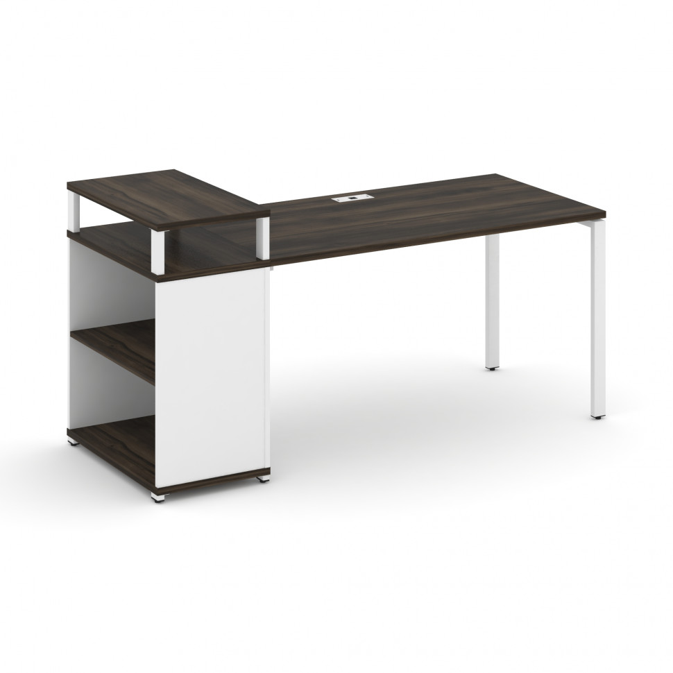 Concept Стол рабочий с опорным стеллажом с верх. горизонтом  CN.SP-207 Дуб Мали/Белый Бриллиант/Мета