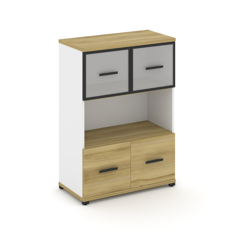 Concept Шкаф 1 широкая секция, 3 ниши CN.STS-315 RMB B Дуб Винченцо/Белый Бриллиант/Металл Черный/Са