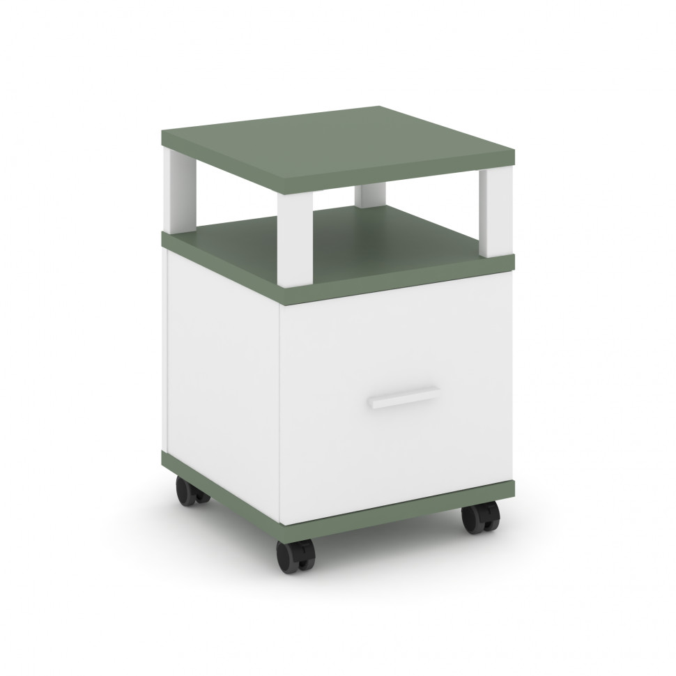 Concept Тумба мобильная 1 распаш. фасад с надставкой CN.TUM-008 W Кобо/Белый Бриллиант/Металл Белый