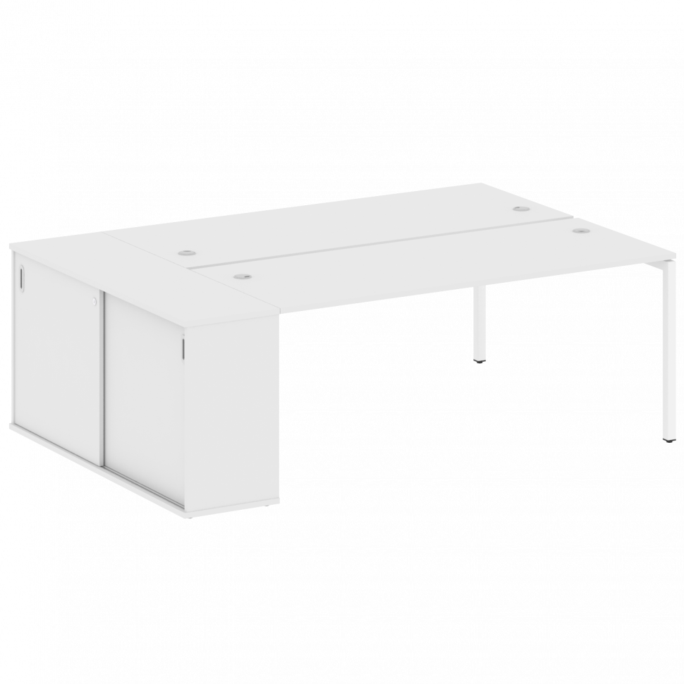 Metal System Quattro Рабочая станция с шкафом-купе на П-образном м/к 40БП.РС-СШК-1.5 Т Белый/Металл