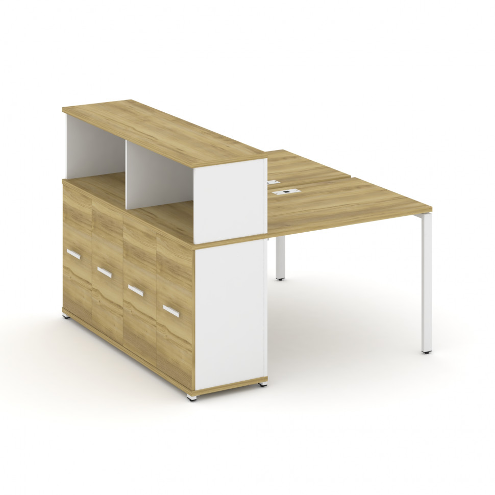 Concept Рабочая станция с опорным распаш. шкафом с надставкой низ. CN.DRS-225 W Дуб Винченцо/Белый Б
