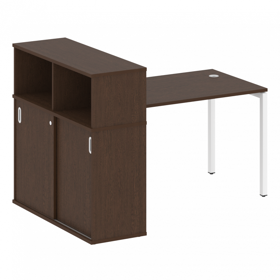 Metal System Quattro Стол письменный с шкафом-купе на П-образном м/к 40БП.РС-СШК-3.2 Т Венге Цаво/Ме