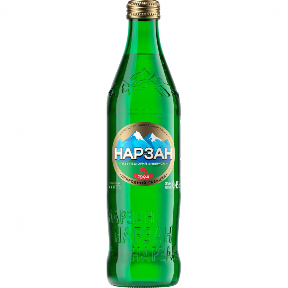 Вода минеральная Нарзан природ.газ стекло 0,45л