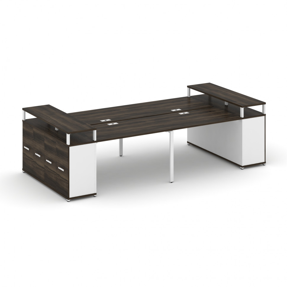 Concept Рабочая станция с опорными распаш. шкафами с верх. горизонтами  CN.DRS-266 W Дуб Мали/Белый