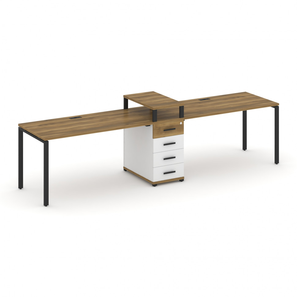 Concept Рабочая станция 2 места с 1 опорной тумбой CN.ORS-419 B Сандал Янтарный/Белый Бриллиант/Мета Concept Рабочая станция 2 места с 1 опорной тумбой CN.ORS-419 B Сандал Янтарный/Белый Бриллиант/Мета