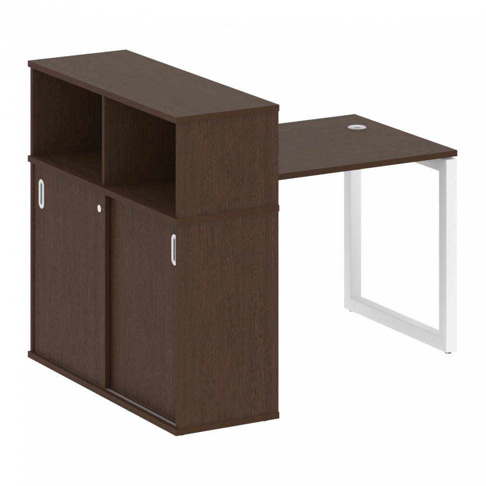 Metal System Quattro Стол письменный с шкафом-купе на О-образном м/к 50БО.РС-СШК-3.1 Т Венге Цаво/Ме