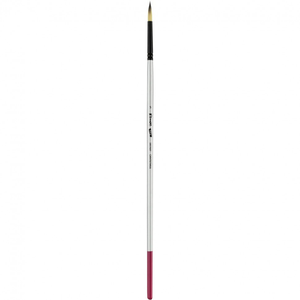 Кисть художественная Комус Арт синтетика средн.жест,кругл.,№5,длинная ручка