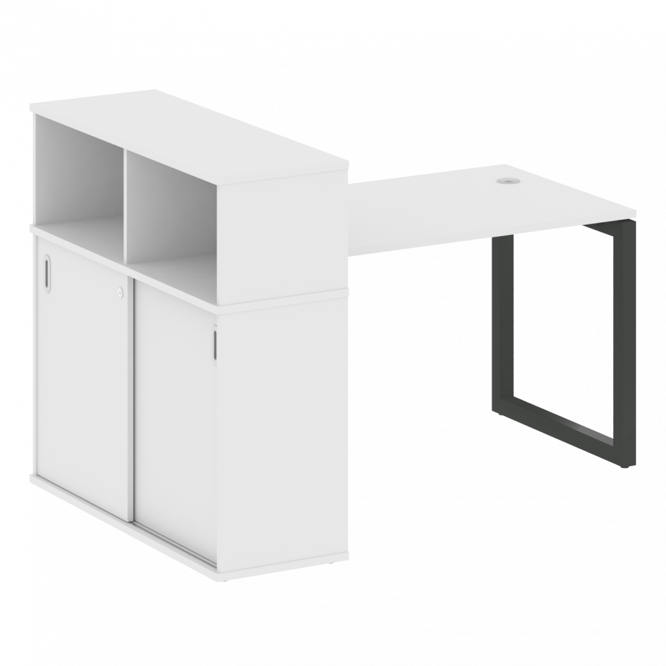 Metal System Quattro Стол письменный с шкафом-купе на О-образном м/к 50БО.РС-СШК-3.2 Т Белый/Металл Metal System Quattro Стол письменный с шкафом-купе на О-образном м/к 50БО.РС-СШК-3.2 Т Белый/Металл