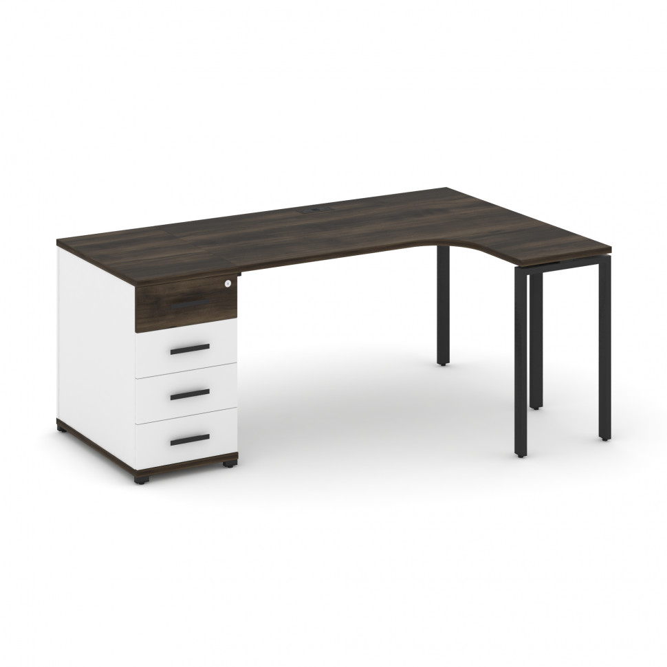 Concept Стол эргономичный CN.SA-401(R) B Дуб Мали/Белый Бриллиант/Металл Черный 1800*1180*750