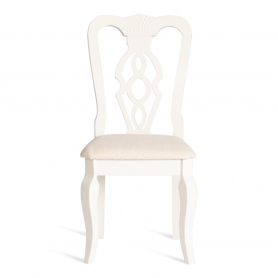 Стул - Афродита/ Aphrodite дерево гевея, 46х54х99см, Ivory white, ткань кремовая с рисунком (А04)