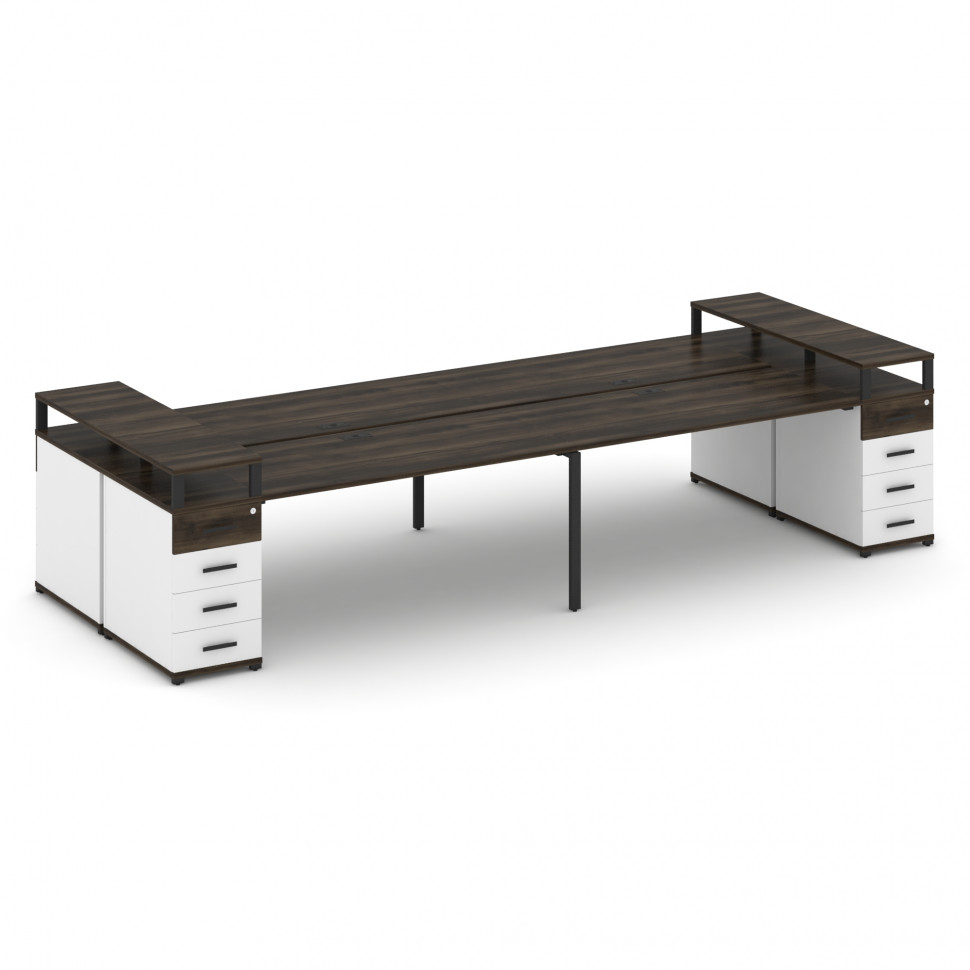 Concept Рабочая станция 4 места с 2 опорными тумбами CN.DRS-444 B Дуб Мали/Белый Бриллиант/Металл Че Concept Рабочая станция 4 места с 2 опорными тумбами CN.DRS-444 B Дуб Мали/Белый Бриллиант/Металл Че