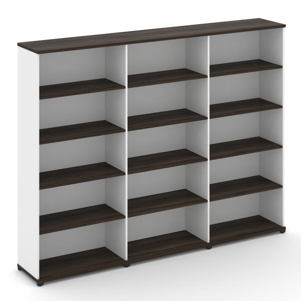 Concept Стеллаж 3 широкие секции, 5 ниш CN.STS-530 Дуб Мали/Белый Бриллиант/Металл Черный 2500*420*1