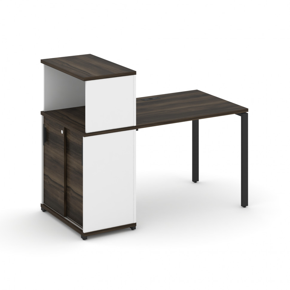 Concept Стол рабочий с опорным шкафом-купе с надставкой низ. CN.SP-237 B Дуб Мали/Белый Бриллиант/Ме Concept Стол рабочий с опорным шкафом-купе с надставкой низ. CN.SP-237 B Дуб Мали/Белый Бриллиант/Ме