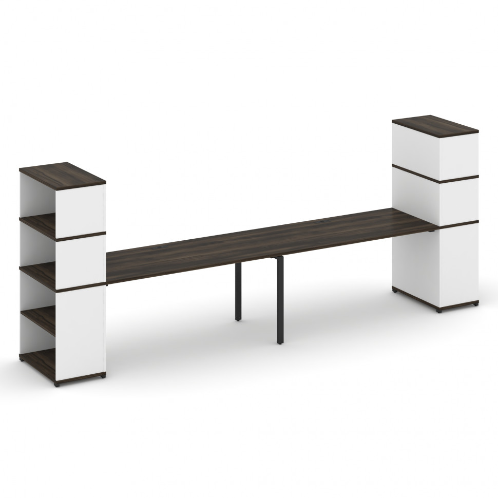Concept Рабочая станция с опорными стеллажами с надставкой выс. CN.ORS-216 Дуб Мали/Белый Бриллиант/