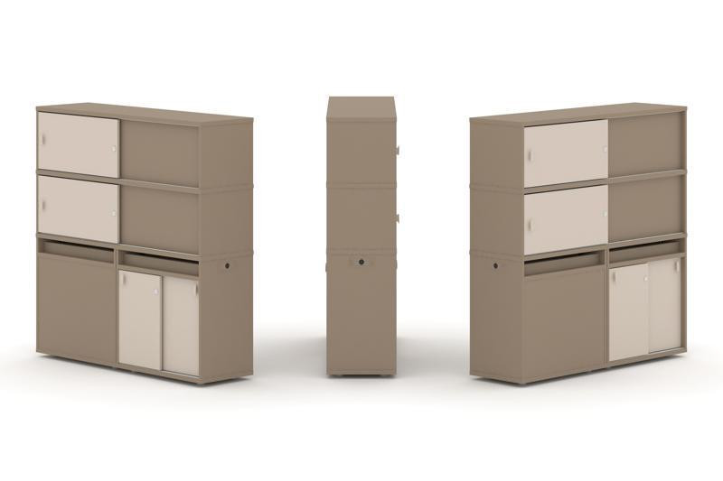 Estetica Набор №27. Тумба двойная+высокая надставка ES.NB.2V-27 Латте/Капучино 1500*410*1520