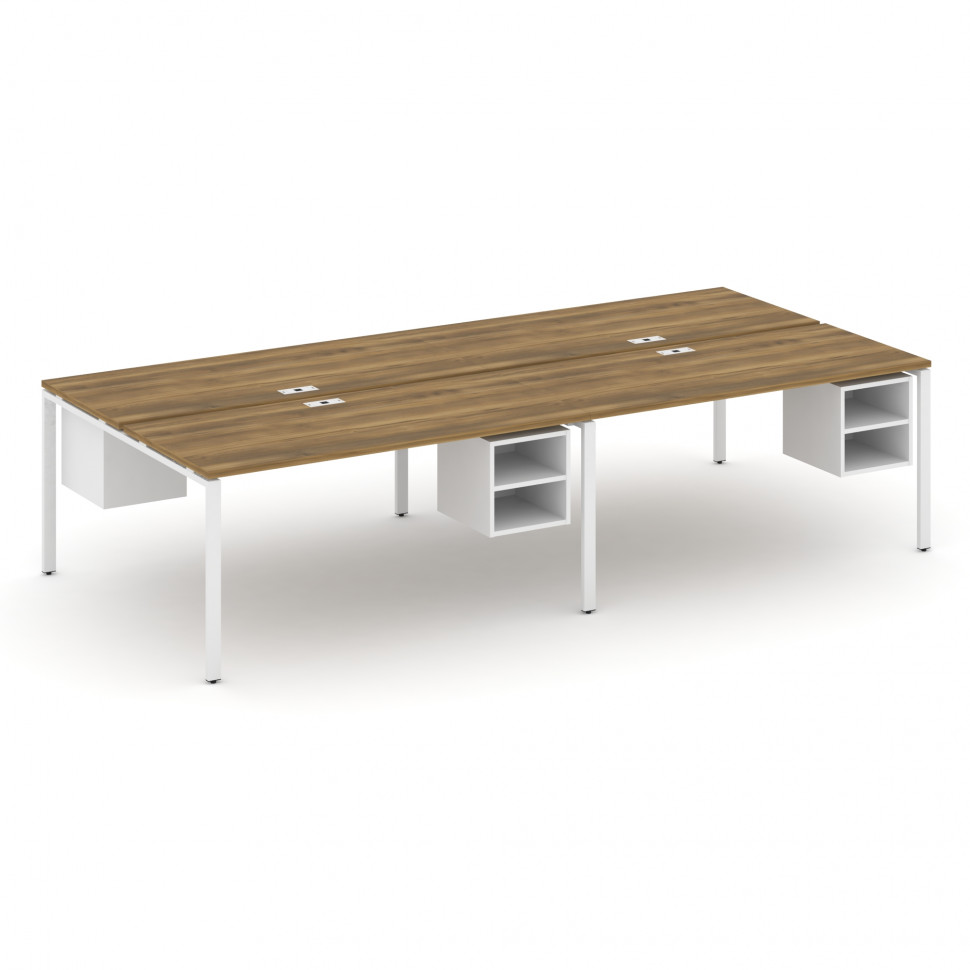 Concept Рабочая станция двухсторонняя с подвесными тумбами на 4 места CN.DRS-128 Сандал Янтарный/Бел