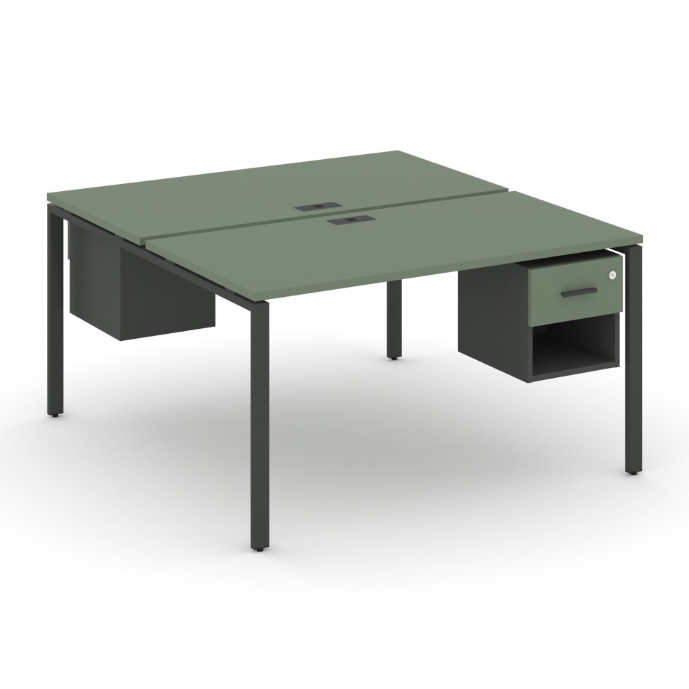 Concept Рабочая станция 2 сторонняя с подвесными тумбами на 2 места CN.DRS-118 A Кобо/Антрацит/Метал Concept Рабочая станция 2 сторонняя с подвесными тумбами на 2 места CN.DRS-118 A Кобо/Антрацит/Метал