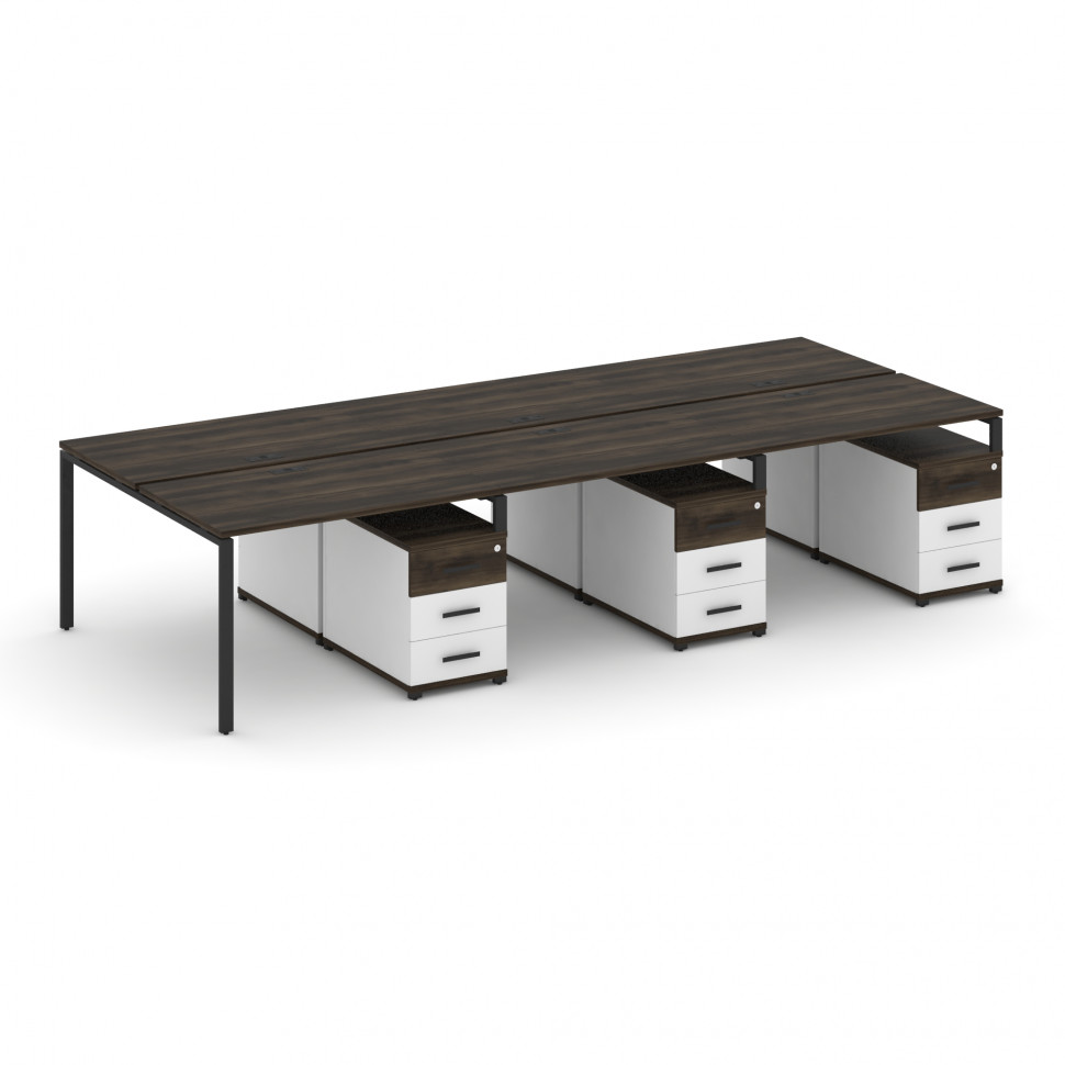 Concept Рабочая станция 6 мест с 3 двухсторонними опорными тумбами CN.DRS-350 B Дуб Мали/Белый Брилл Concept Рабочая станция 6 мест с 3 двухсторонними опорными тумбами CN.DRS-350 B Дуб Мали/Белый Брилл