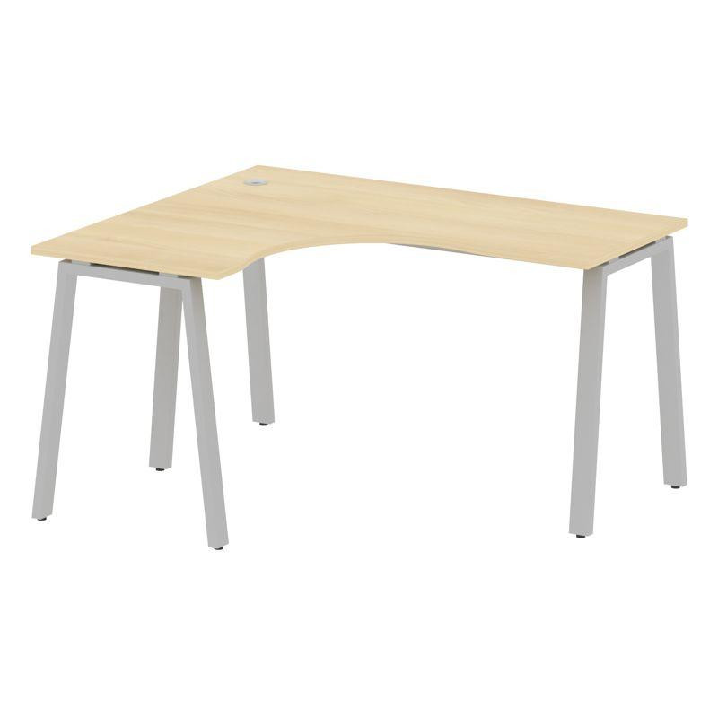 Metal System Стол криволинейный левый на А-образном м/к БА.СА-3 (L) Акация Лорка/Металл Серый 1400*1