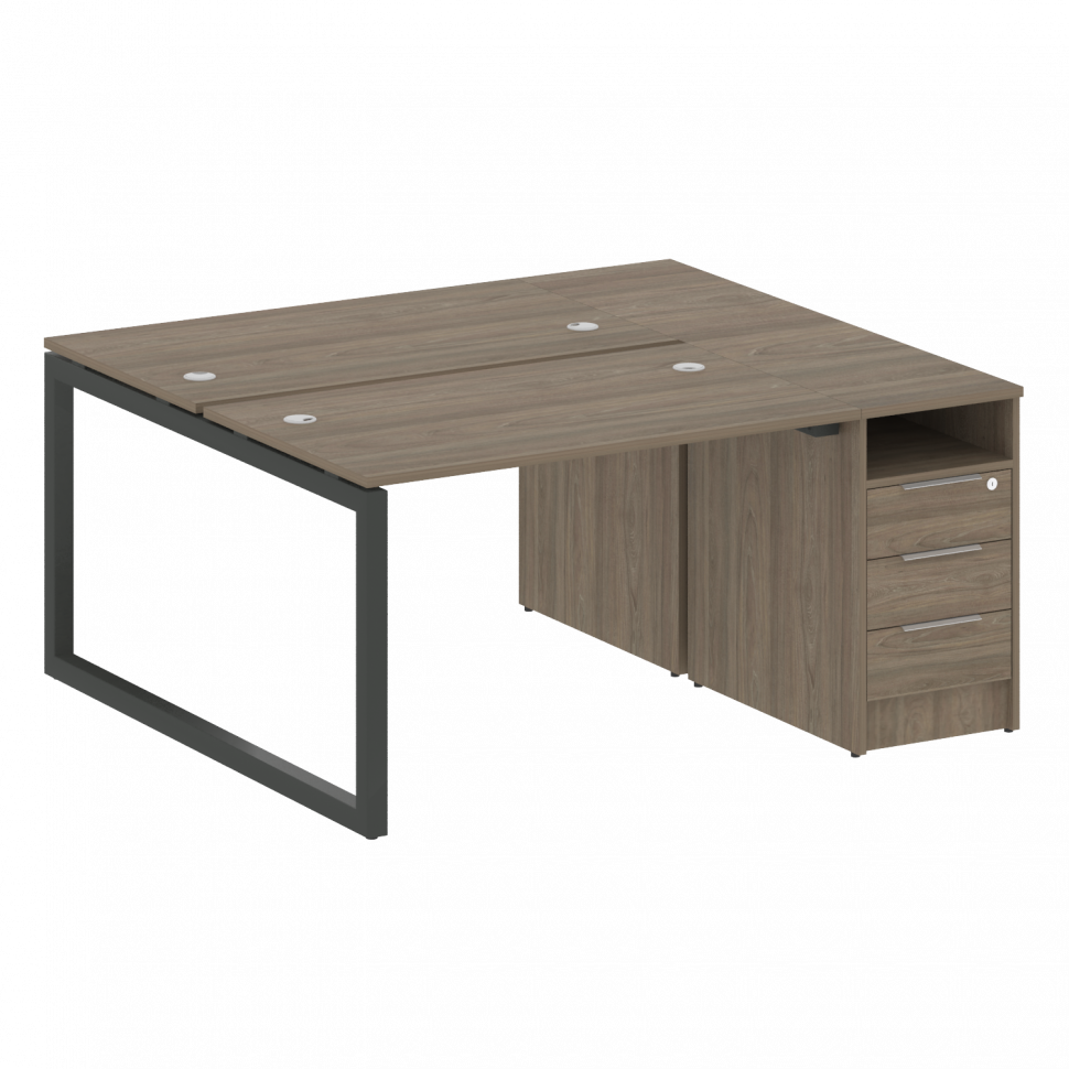 Metal System Quattro Рабочая станция с тумбой на О-образном м/к 50БО.РС-СТП-2.2 Вяз Благородный/Мета