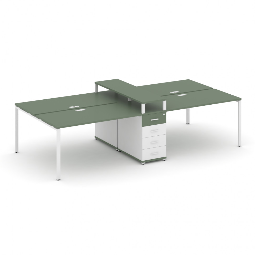 Concept Рабочая станция 4 места с 1 опорной тумбой CN.DRS-436 W Кобо/Белый Бриллиант/Металл Белый 35 Concept Рабочая станция 4 места с 1 опорной тумбой CN.DRS-436 W Кобо/Белый Бриллиант/Металл Белый 35