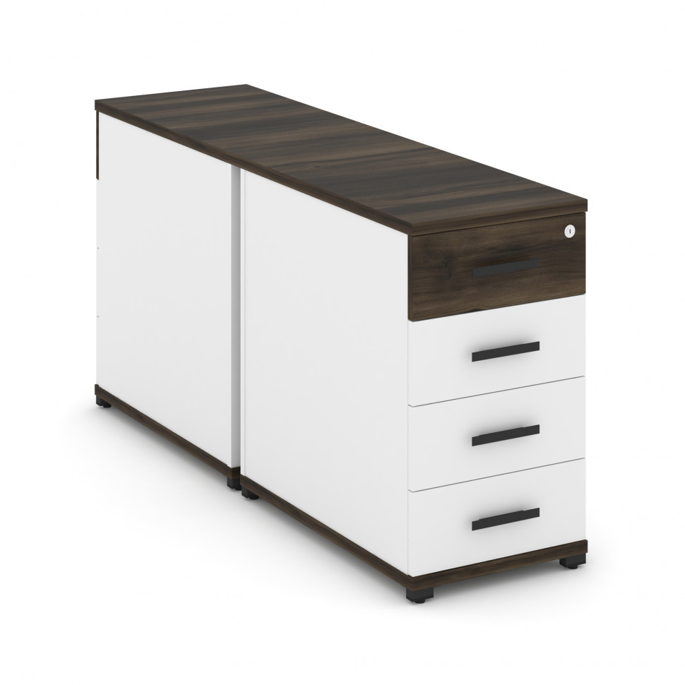 Concept Тумба двухсторонняя опорная/приставная 4 ящ. CN.DTGO-002 B Дуб Мали/Белый Бриллиант/Металл Ч Concept Тумба двухсторонняя опорная/приставная 4 ящ. CN.DTGO-002 B Дуб Мали/Белый Бриллиант/Металл Ч