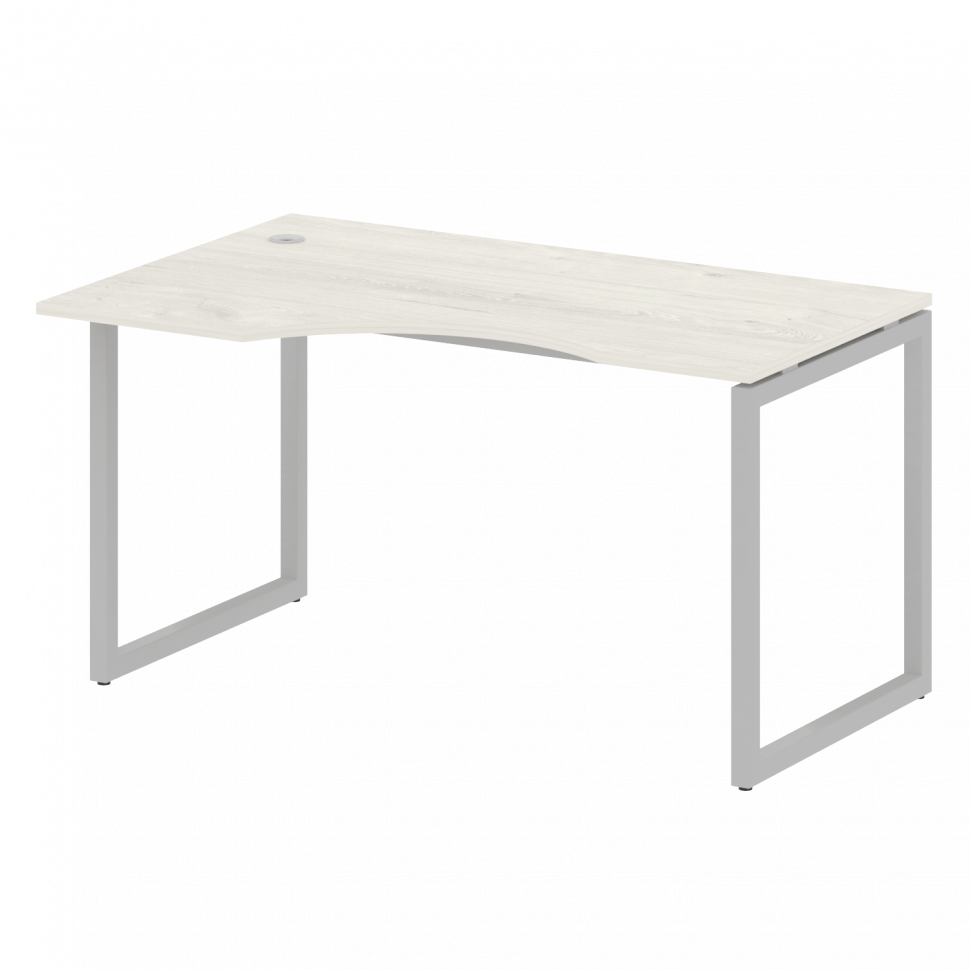 Metal System Quattro Стол криволинейный левый на О-образном м/к 40БО.СА-2 (L) Дуб Наварра/Металл Сер