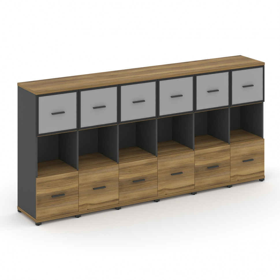 Concept Шкаф 6 узких секций, 3 ниши CN.STU-365 RMB A Сандал Янтарный/Антрацит/Металл Антрацит/Сатин