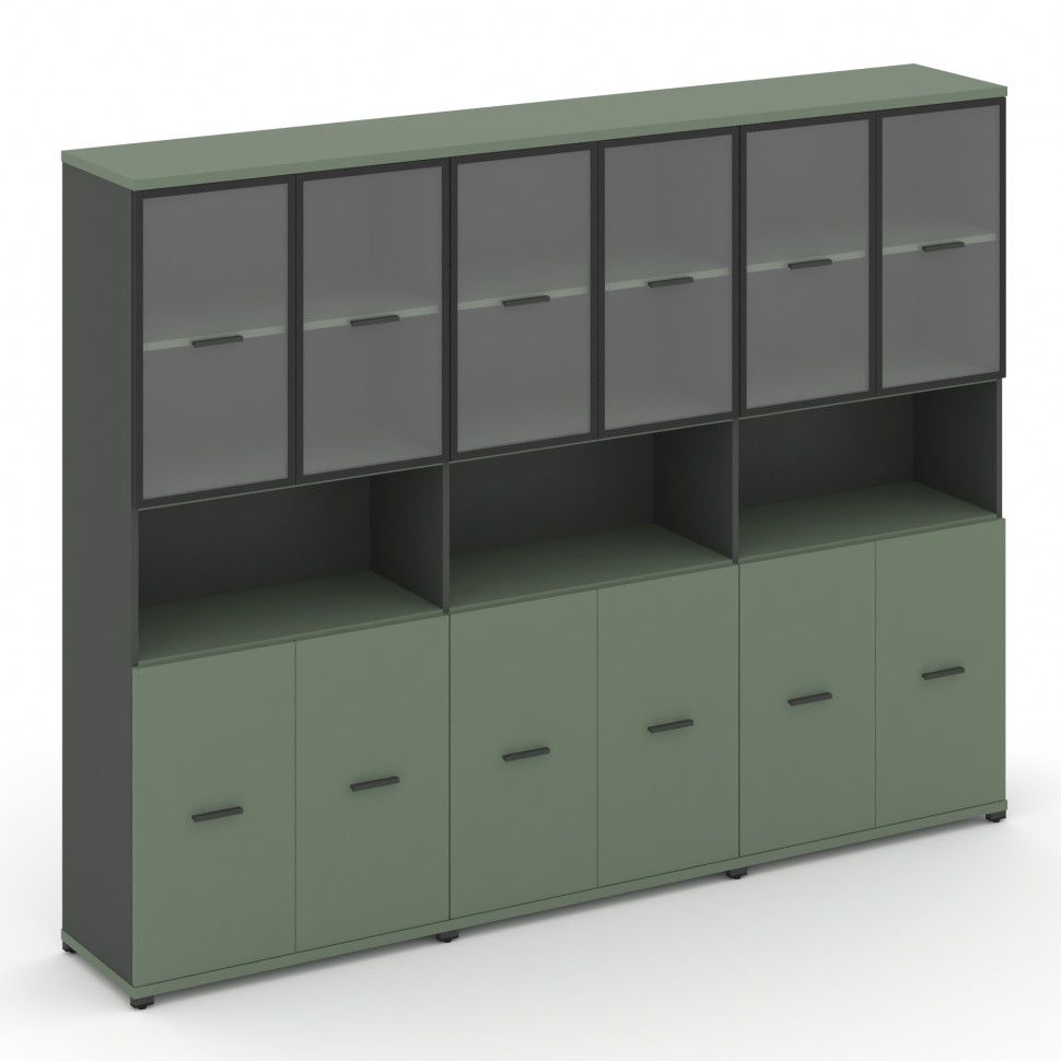 Concept Шкаф 3 широкие секции, 5 ниш CN.STS-533 RPB A Кобо/Антрацит/Металл Антрацит/Прозрачный 2500*