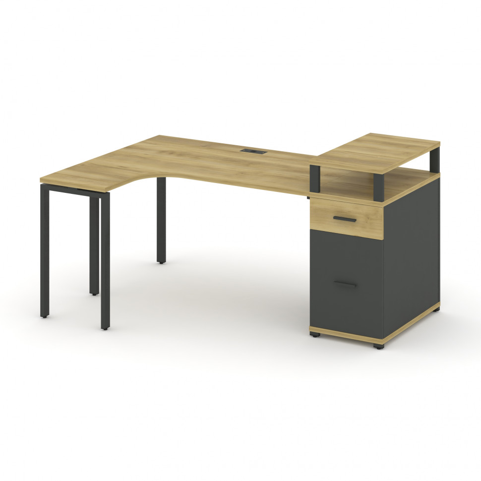 Concept Стол эргономичный CN.SA-407(L) A Дуб Винченцо/Антрацит/Металл Антрацит 1800*1180*917 Concept Стол эргономичный CN.SA-407(L) A Дуб Винченцо/Антрацит/Металл Антрацит 1800*1180*917