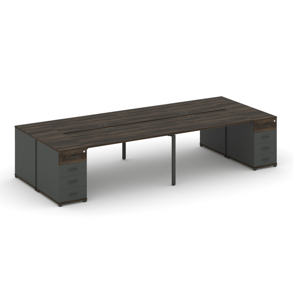 Concept Рабочая станция 4 места с 2 опорными тумбами CN.DRS-427 A Дуб Мали/Антрацит/Металл Антрацит Concept Рабочая станция 4 места с 2 опорными тумбами CN.DRS-427 A Дуб Мали/Антрацит/Металл Антрацит