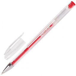 Ручка гелевая BRAUBERG "Jet", КРАСНАЯ, корпус прозрачный, узел 0,5 мм, линия письма 0,35 мм, 141020