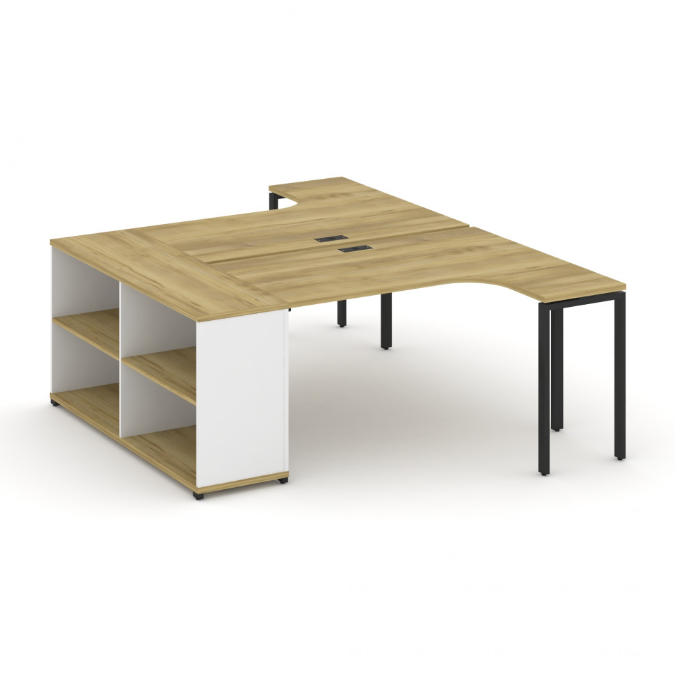 Concept Рабочая станция с опорным стеллажом CN.DSA-201 Дуб Винченцо/Белый Бриллиант/Металл Черный 18