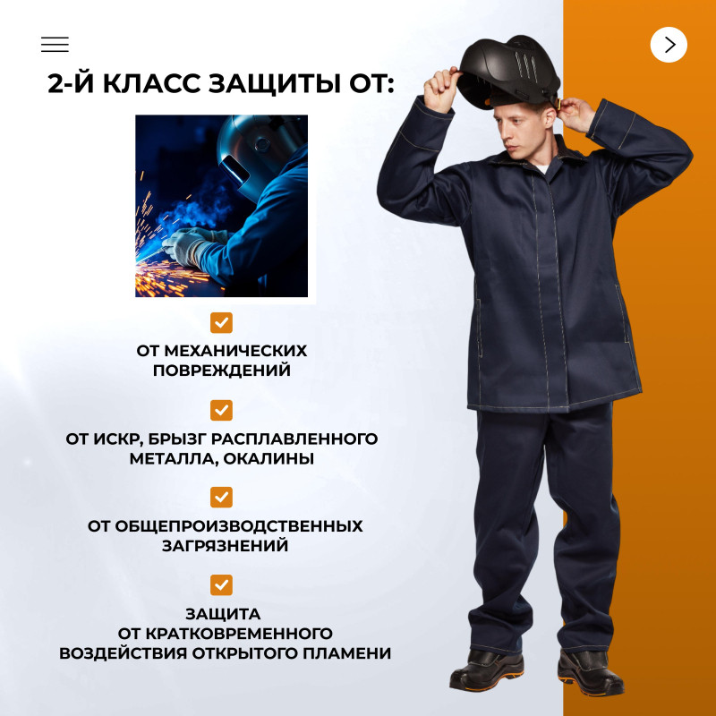 Костюм сварщика из 100% х/б 450 г/м2 (модель ТС01) (р.56-58) 182-188