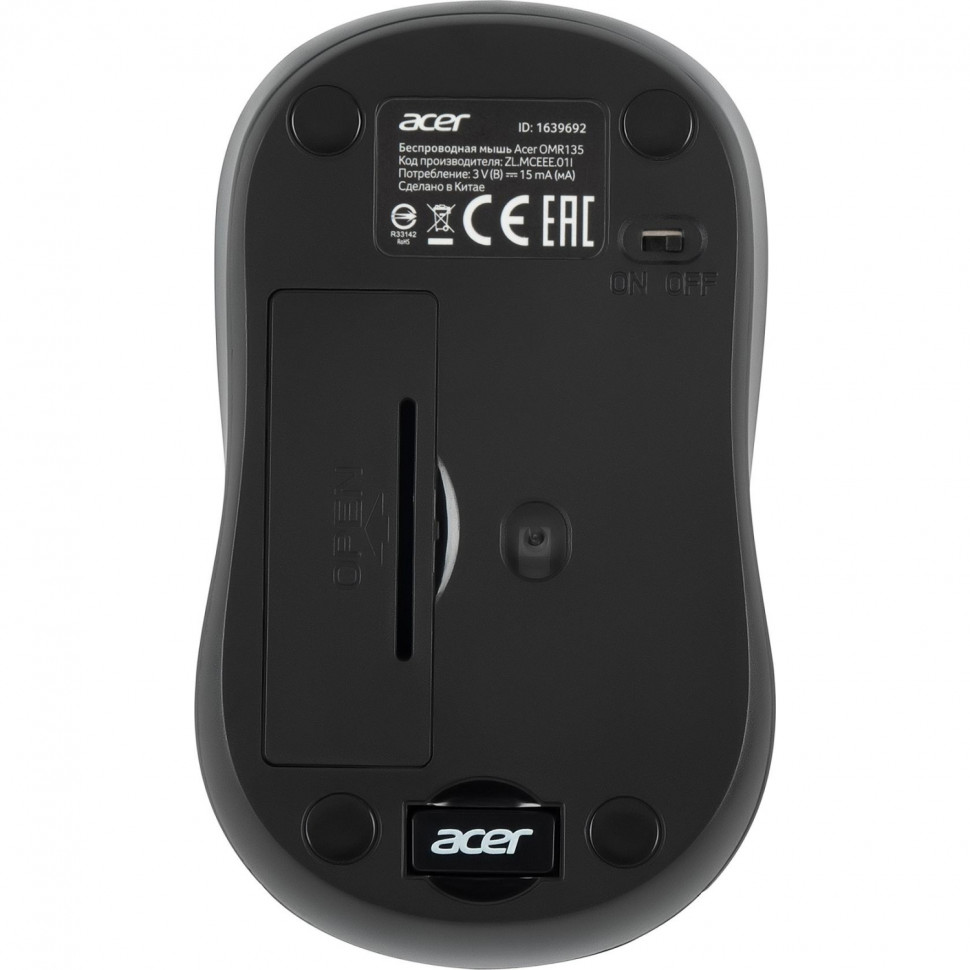 Мышь компьютерная Acer OMR135 зеленый  (1000dpi) WLS USB (ZL.MCEEE.01I)