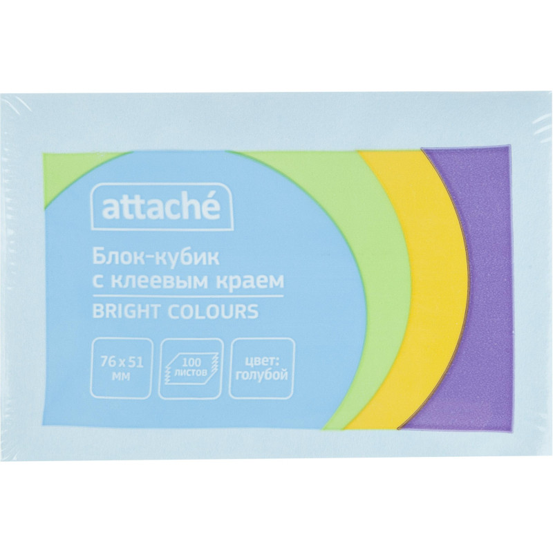 Стикеры ATTACHE Bright colours с клеев.краем 76х51 голубой 100л