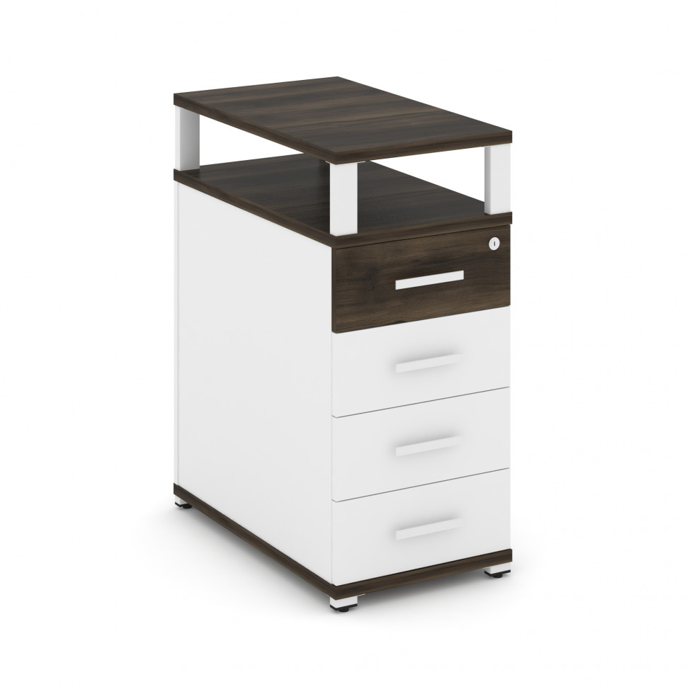 Concept Тумба опорная/приставная 4 ящ. с надставкой CN.TGO-003 W Дуб Мали/Белый Бриллиант/Металл Бел