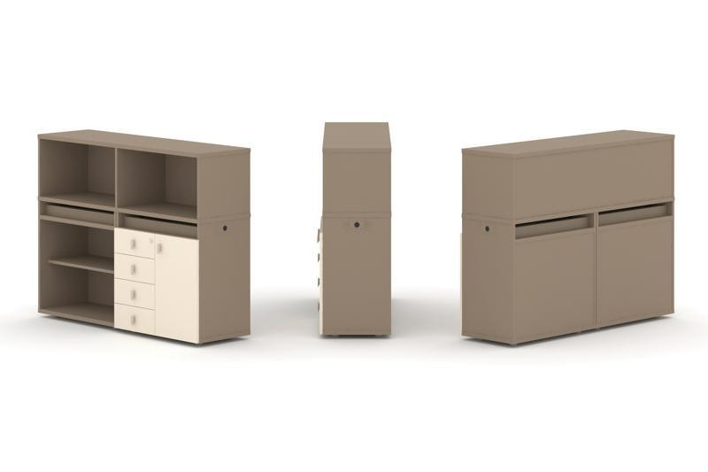 Estetica Набор №7. Тумба двойная+низкая надставка ES.NB.2N-7 Латте/Сатин 1500*410*1135