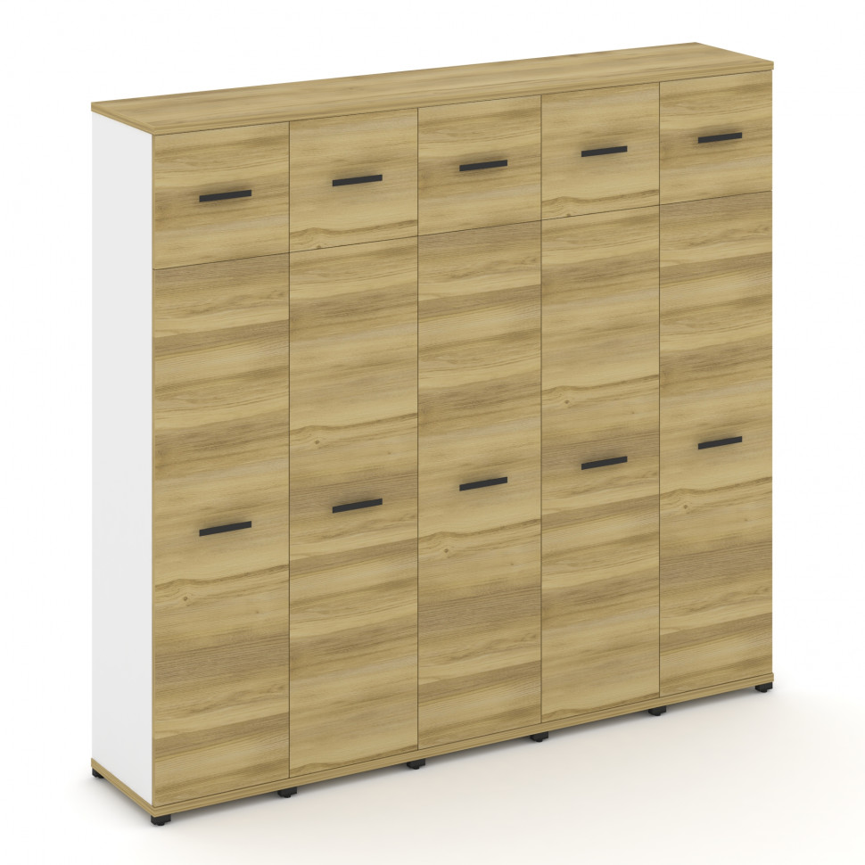 Concept Шкаф 5 узких секций, 5 ниш CN.STU-557 B Дуб Винченцо/Белый Бриллиант/Металл Черный 2084*420*