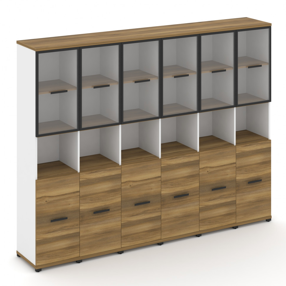 Concept Шкаф 6 узких секций, 5 ниш CN.STU-563 RPB B Сандал Янтарный/Белый Бриллиант/Металл Черный/Пр