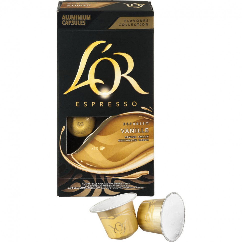 Кофе в капсулах L&#039;OR Espresso Vanilla натуральный жареный молотый 10шт/уп