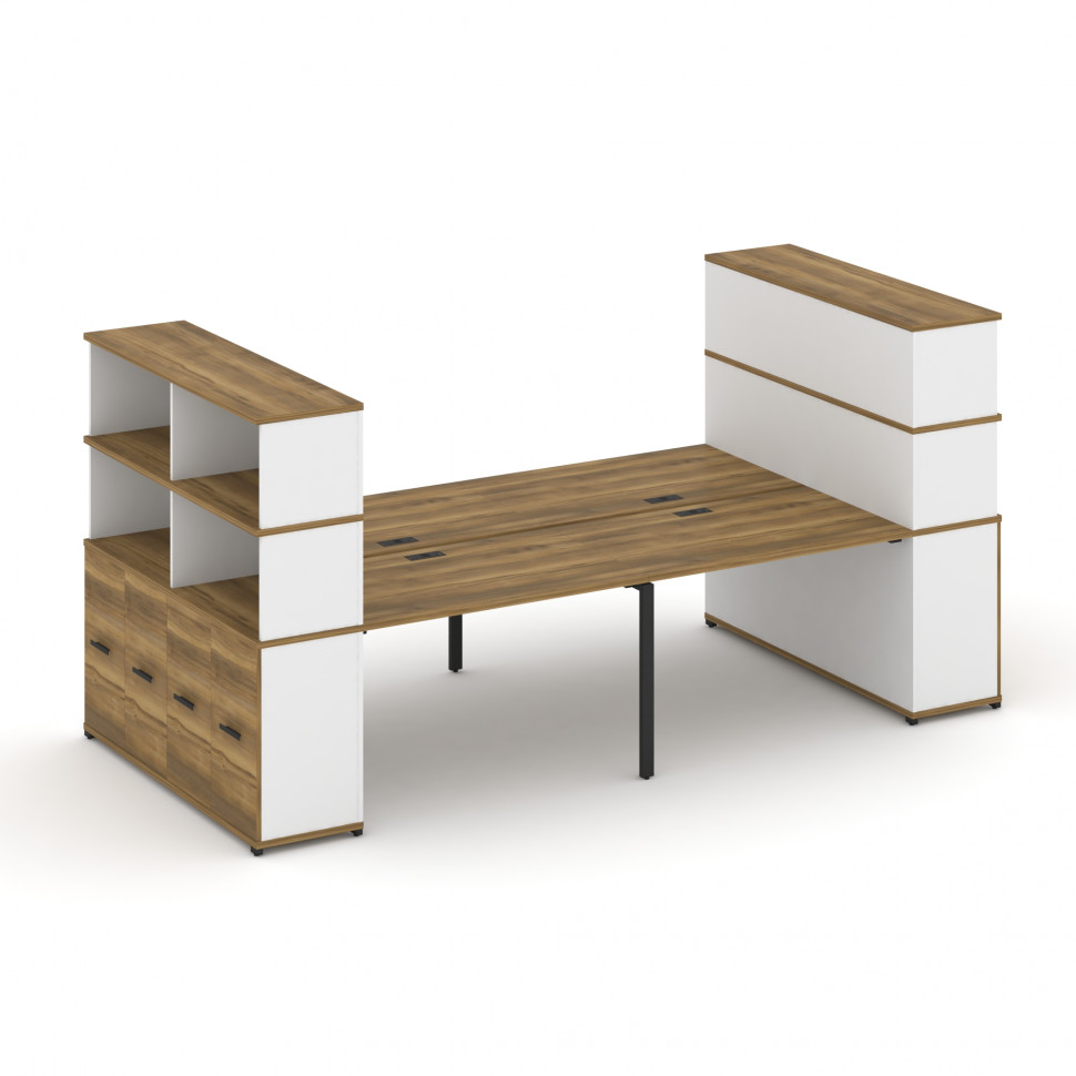 Concept Рабочая станция с опорными распаш. шкафами с надставкой выс. CN.DRS-274 B Сандал Янтарный/Бе Concept Рабочая станция с опорными распаш. шкафами с надставкой выс. CN.DRS-274 B Сандал Янтарный/Бе
