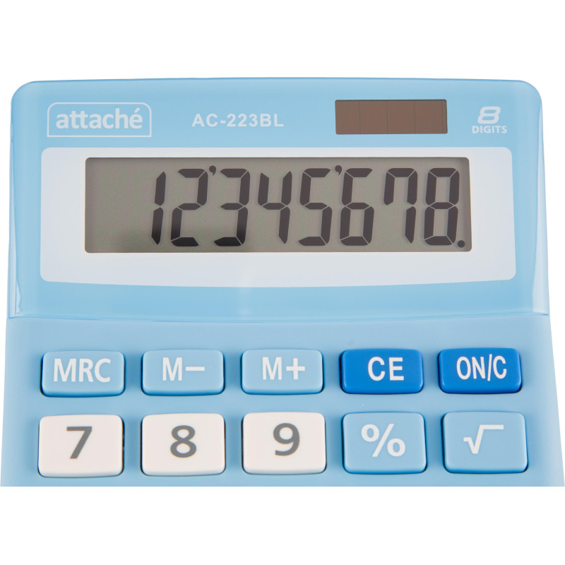 Калькулятор настольный КОМП Attache, AС-223BL,8р,дв. пит, голуб,134x107x34