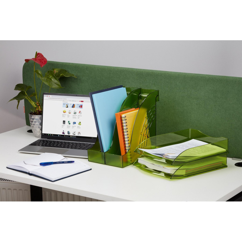 Лоток горизонтальный ATTACHE Яркий Офис 340х250х60 тонированный зеленый