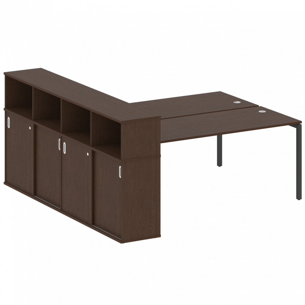 Metal System Quattro Рабочая станция с шкафом-купе на П-образном м/к 40БП.РС-СШК-4.5 Т Венге Цаво/Ме
