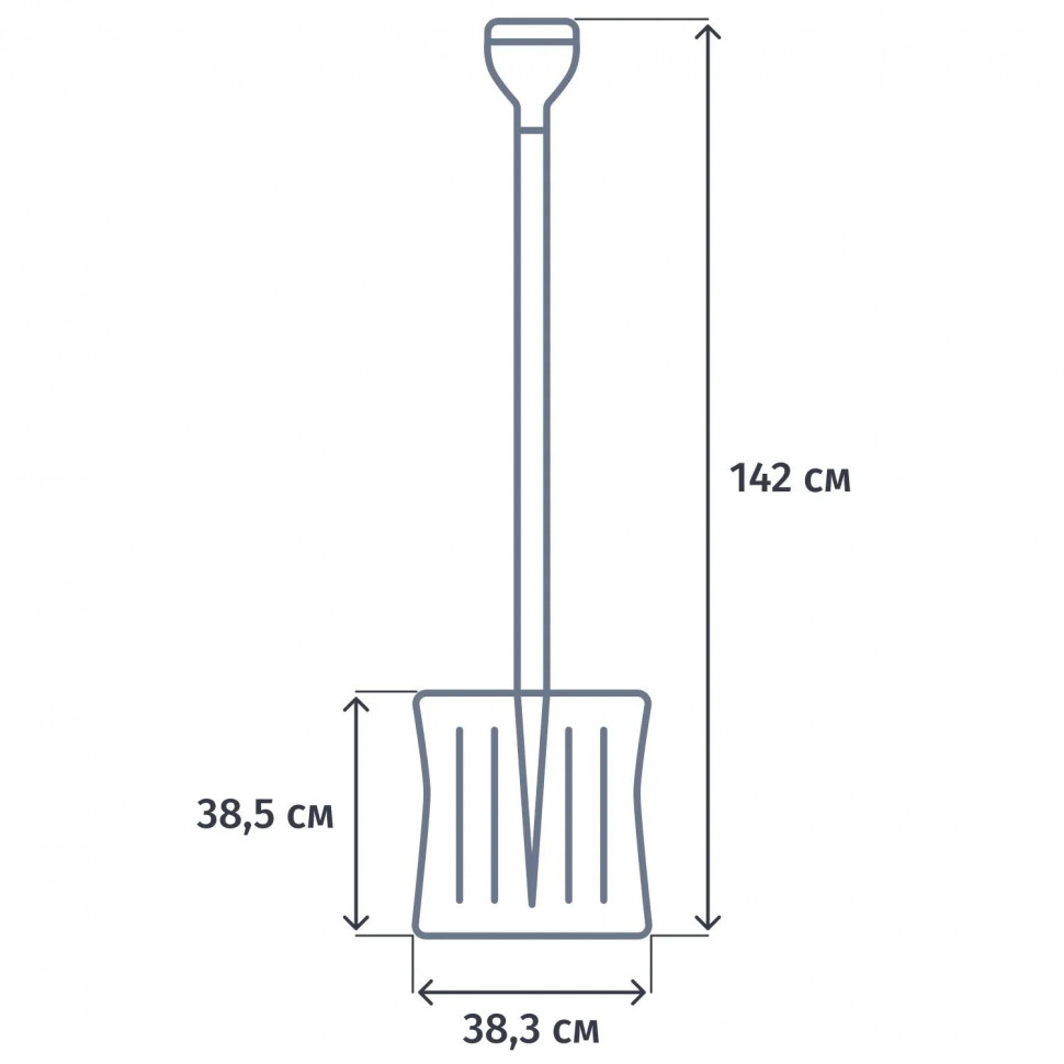 Лопата для уборки снега пластик/ковш 380x385x1420мм деревян/черенок_6157453