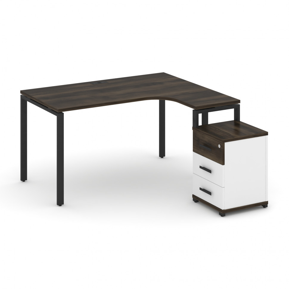 Concept Стол эргономичный с опорной тумбой CN.SA-305(R) B Дуб Мали/Белый Бриллиант/Металл Черный 138