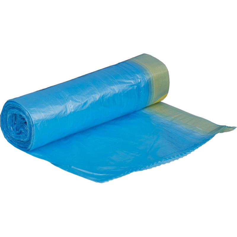 Мешки для мусора Комус 35 л с завязками синие (ПНД 12 мкм 15 штук в рул)