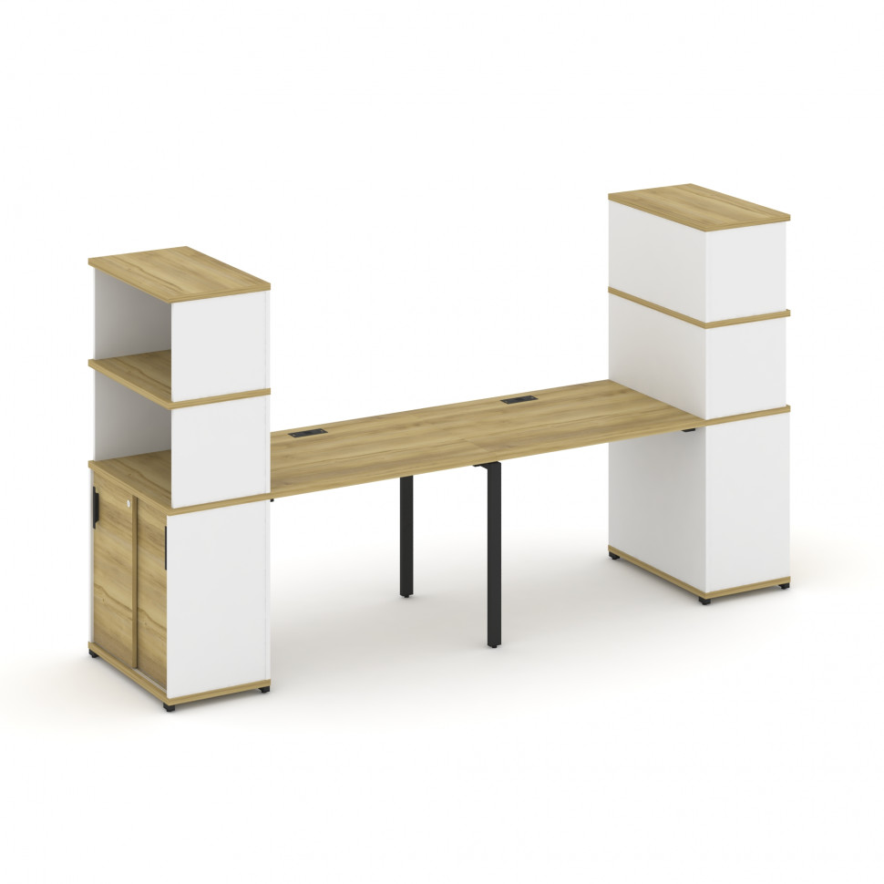 Concept Рабочая станция с опорными шкафом-купе с надставкой выс. CN.ORS-241 B Дуб Винченцо/Белый Бри
