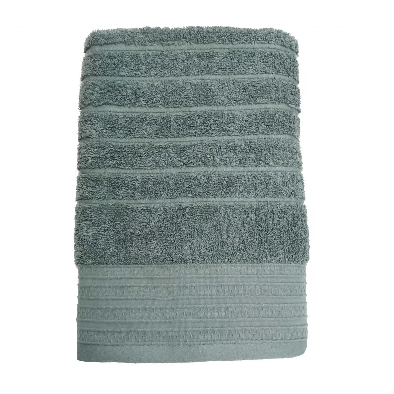 Полотенце махровое 70х130 Страйп серо-зеленый